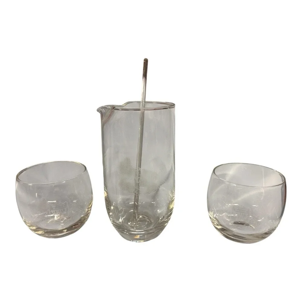 Roly Poly Glasses‎ Pitcher And Stir Set Burnett's White Satin Gin Vintage Liqour